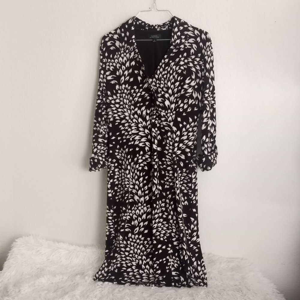 Tahari Arthur Levine Brown and White Career Dress Size 4